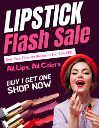Purple 3d Lipstick Flash Sale Flyer (us Letter) template