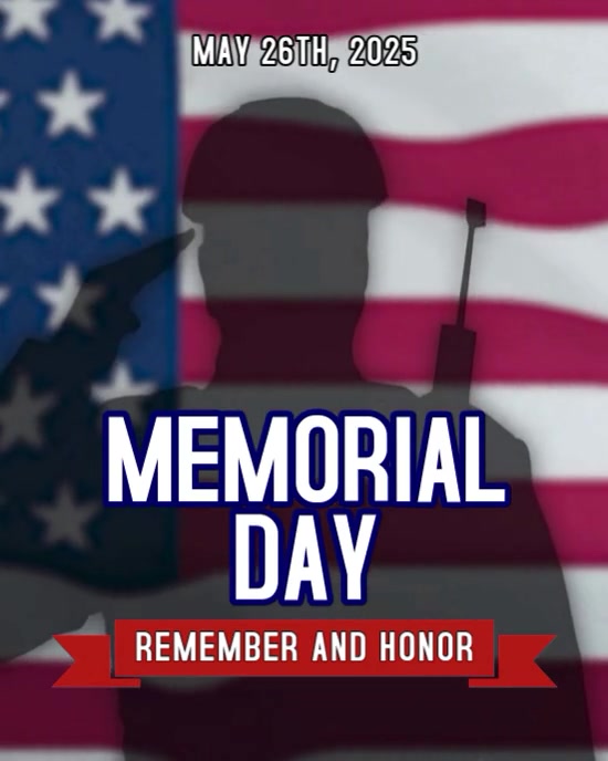Purple 3d Memorial Day Instagram Portrait template