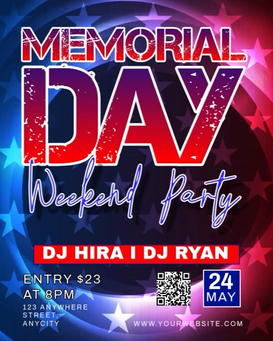 Copy of Purple 3d Memorial Day Weekend Party Instagram Portrait ...