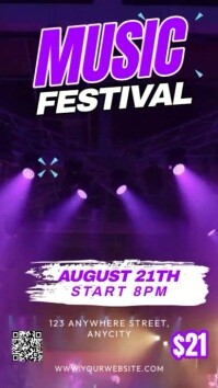 Purple 3d Music Festival Reel Instagram template