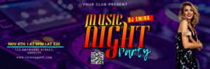 Purple 3d Music Night Party Tajuk Twitter Twitter-header template