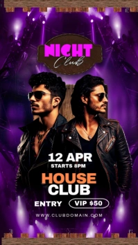 Purple 3d Party Flyer Digital Display (9:16) template