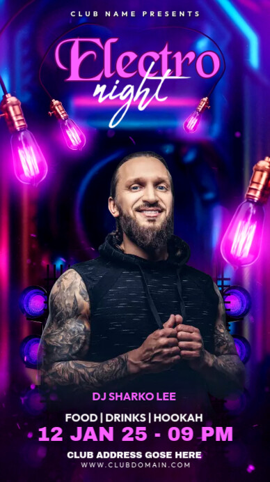 Purple 3d Party Flyer Digital Display (9:16) Template | PosterMyWall