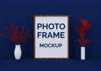 Purple 3d Photo Frame Mockup With Flower  A6 template