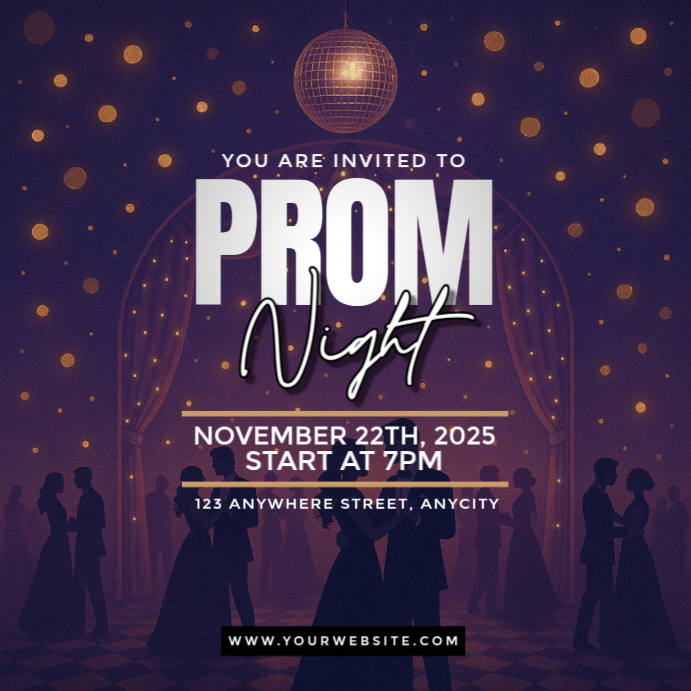 Instant Prom Design Purple 3d Prom Night Pos Instagram Template | PosterMyWall
