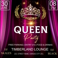 Purple 3d Queens Party Square (1:1) template