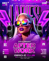 Purple 3d Saturday After Work Party Instagram Portrait template