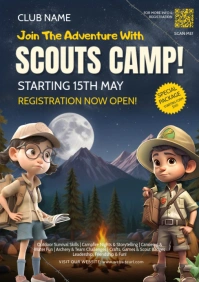 Purple 3d Scouts Camp A5 template