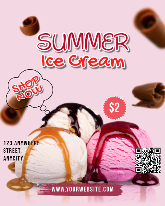 Purple 3d Summer Ice Cream Instagram Portrait template