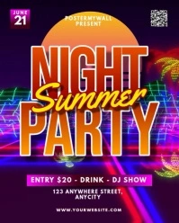 Purple 3d Summer Night Party Instagram Portrait template