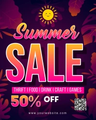 Purple 3d Summer Sale Instagram Portrait template