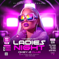 Purple 3d Sunday Takeover Ladies Night Party Instagram Post template