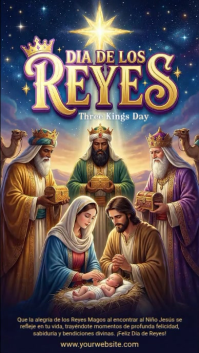 Purple 3d Three Kings Day Instagram Story template