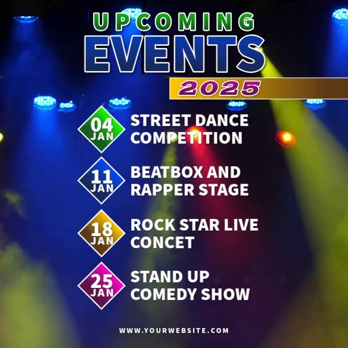 Purple 3d Upcoming Events Pos Instagram Template | PosterMyWall