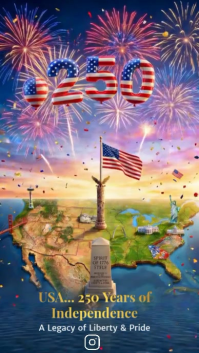 Purple 3D USA Independence Celebration Instagram Reel Video template