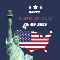 Purple 3d Usa Independence Day Celebration  Instagram Post template