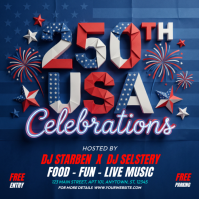 Purple 3D USA Independence Day Celebration Instagram Post template