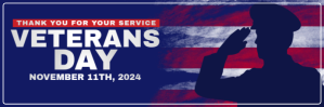 Purple 3d Veteran's Day Twitter Banner template
