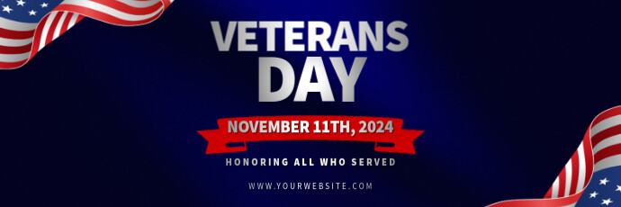 Purple 3d Veteran's Day Tajuk Twitter Nagłówek na Twittera template