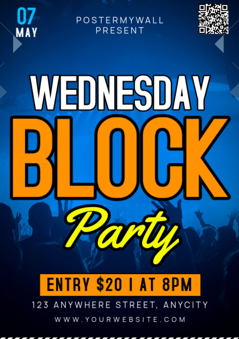 Copy of Purple 3d Wednesday Block Party A4 | PosterMyWall