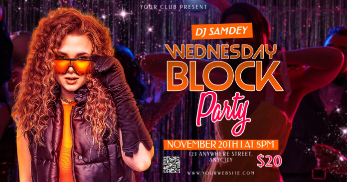 Purple 3d Wednesday Block Party Gambar Bersama Facebook เทมเพลต ...