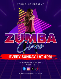 Purple 3d Zumba Classes Pamflet (letter As) template