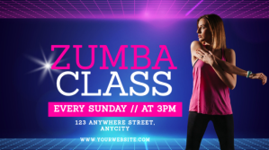 Purple 3d Zumba Classes Pos Twitter template
