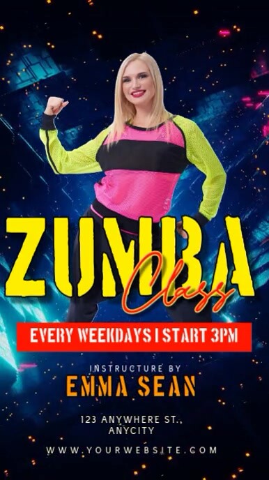 Purple 3d Zumba Classes Reel Instagram template