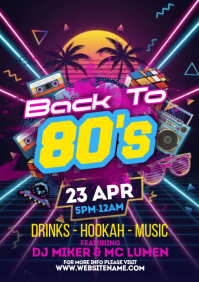 Purple 80s Nightclub Event A5 template