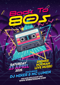 Purple 80s Nightclub Event A5 template