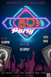 Purple 80s Party Pinterest Graphic template