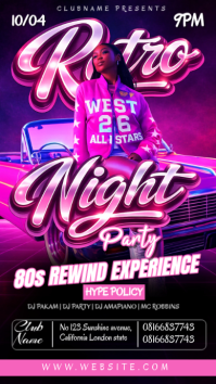 Purple 80s Retro Party Instagram Story template