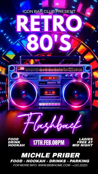 80s Retro Party Facebook Story Template | PosterMyWall