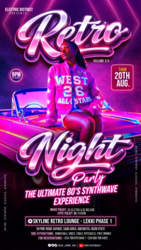 Purple 80s Synthwave Party Digital Display Video Umbukiso Wedijithali (9:16) template
