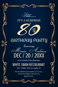 Purple 80th Birthday Party Poster template