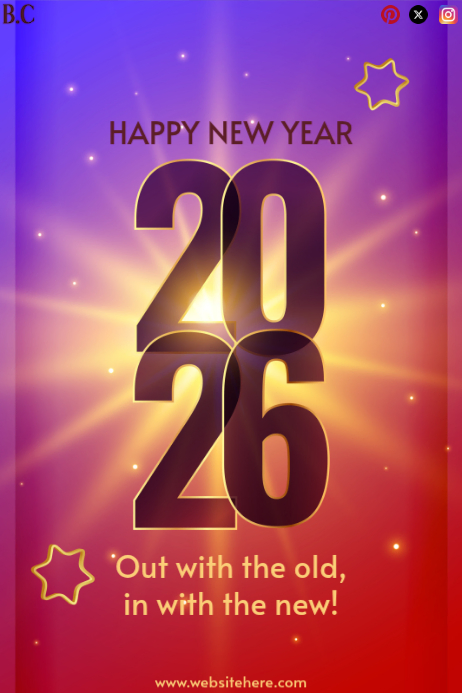 Purple Abstract Happy New Year 2026 Celebration Poster | Festive ...