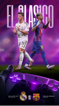 Purple Abstrak Soccer Match Day Instagram Story template