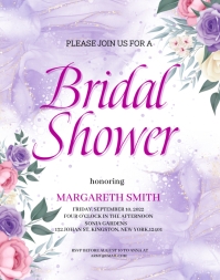 Purple Alcohol Ink Bridal Shower Invitation Poster/Wallboard template