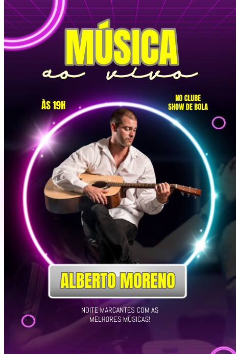 Purple Alegre Convite De Festa Ao Vivo Cartaz template