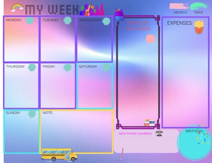 Purple Alegre Weekly Planner Volante (carta Us) Pamflet (VSA Brief) template