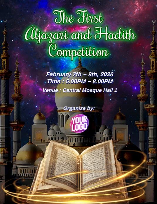 Modèle Purple Aljazari and Hadith Competition Flyer | PosterMyWall