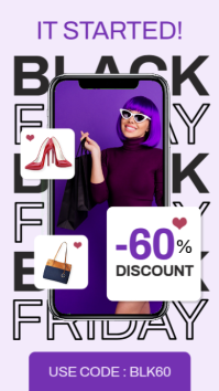 Purple and black funny maximalist professional Black Friday Retail Sale | fashion Instagram Story template