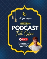 Purple and blue Maximalist Podcast Ramadan / Podcast Eid Al Fitri Instagram Portrait template