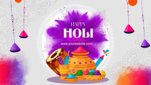 Purple and Blue Modern Holi Festival Greeting Video Digitalt display (16:9) template