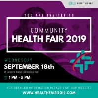 Purple and Green Health Fair Square Video Cuadrado (1:1) template