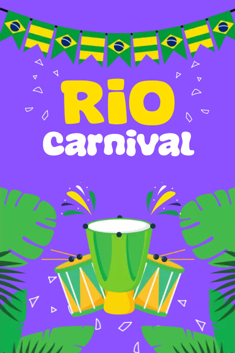 Purple And Green Rio Carnival Illustrative Template | PosterMyWall