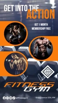 Purple and orange Modern & Minimal Gym Instagram Reel template