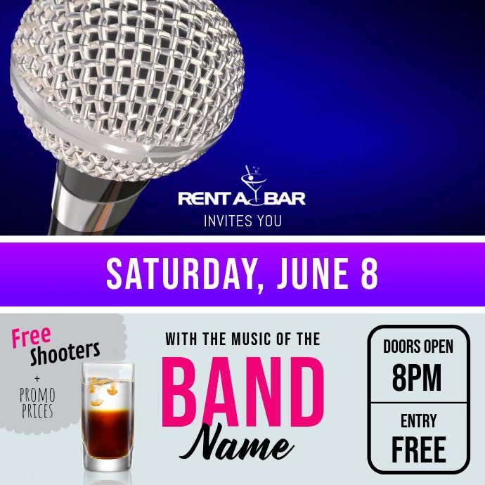 Purple and Pink Karaoke Night Square Video Template PosterMyWall