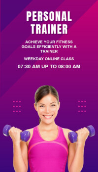 Purple And Pink Minimalist Personal Gym Trainer Flyer Business Card template