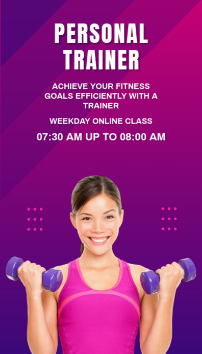 Purple And Pink Minimalist Personal Gym Trainer Flyer Besigheidskaart template